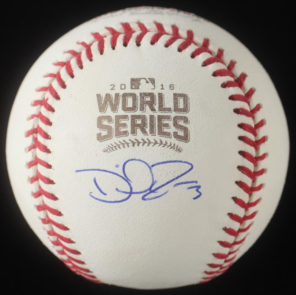 David Ross Signed OML 2016 World Series Logo Baseball - Beckett Certified