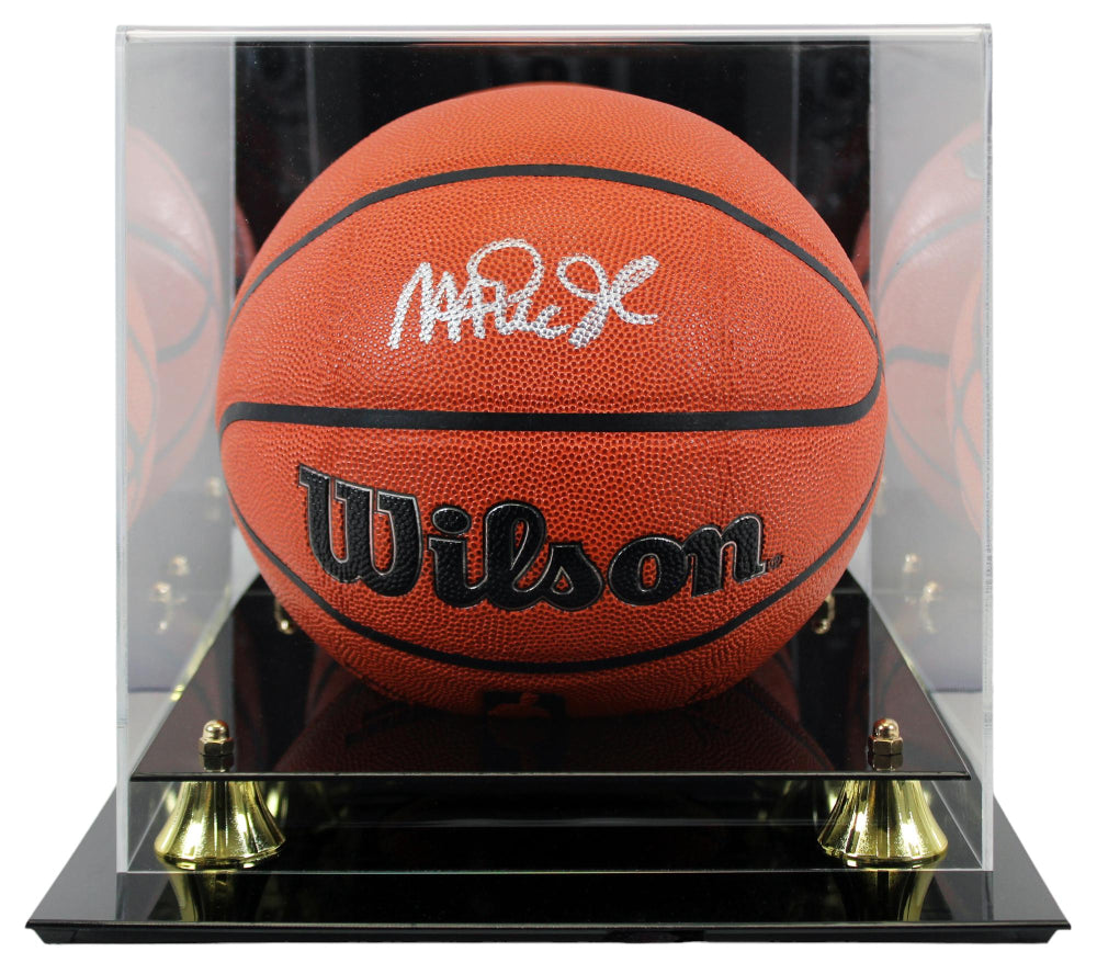 Magic Johnson Signed NBA Basketball with Display Case - Beckett Certified