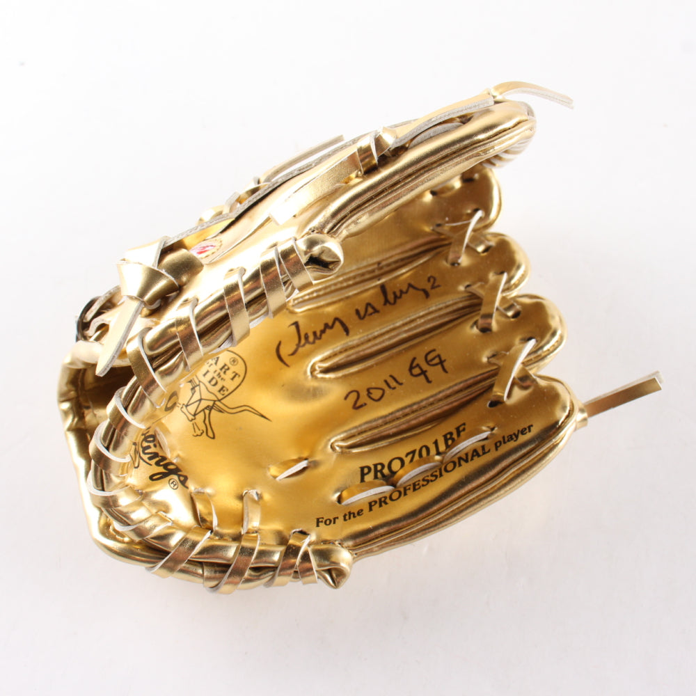 Erick Aybar Signed Rawlings Mini Golden Glove Inscribed "2011 GG" - JSA Certified