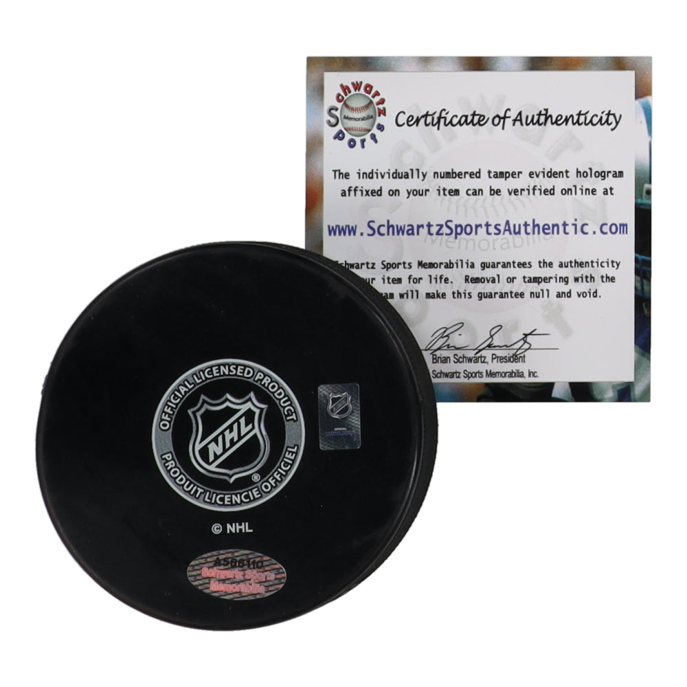 Jeremy Roenick Signed Blackhawks Logo Hockey Puck Inscribed "9x All Star" - Schwartz Certified