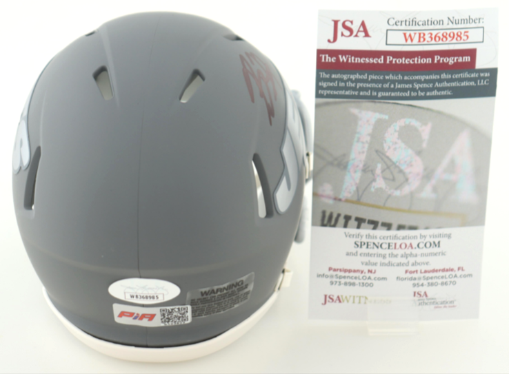 Breece Hall Signed NY Jets Slate Alternate Speed Mini Helmet - JSA Authenticated