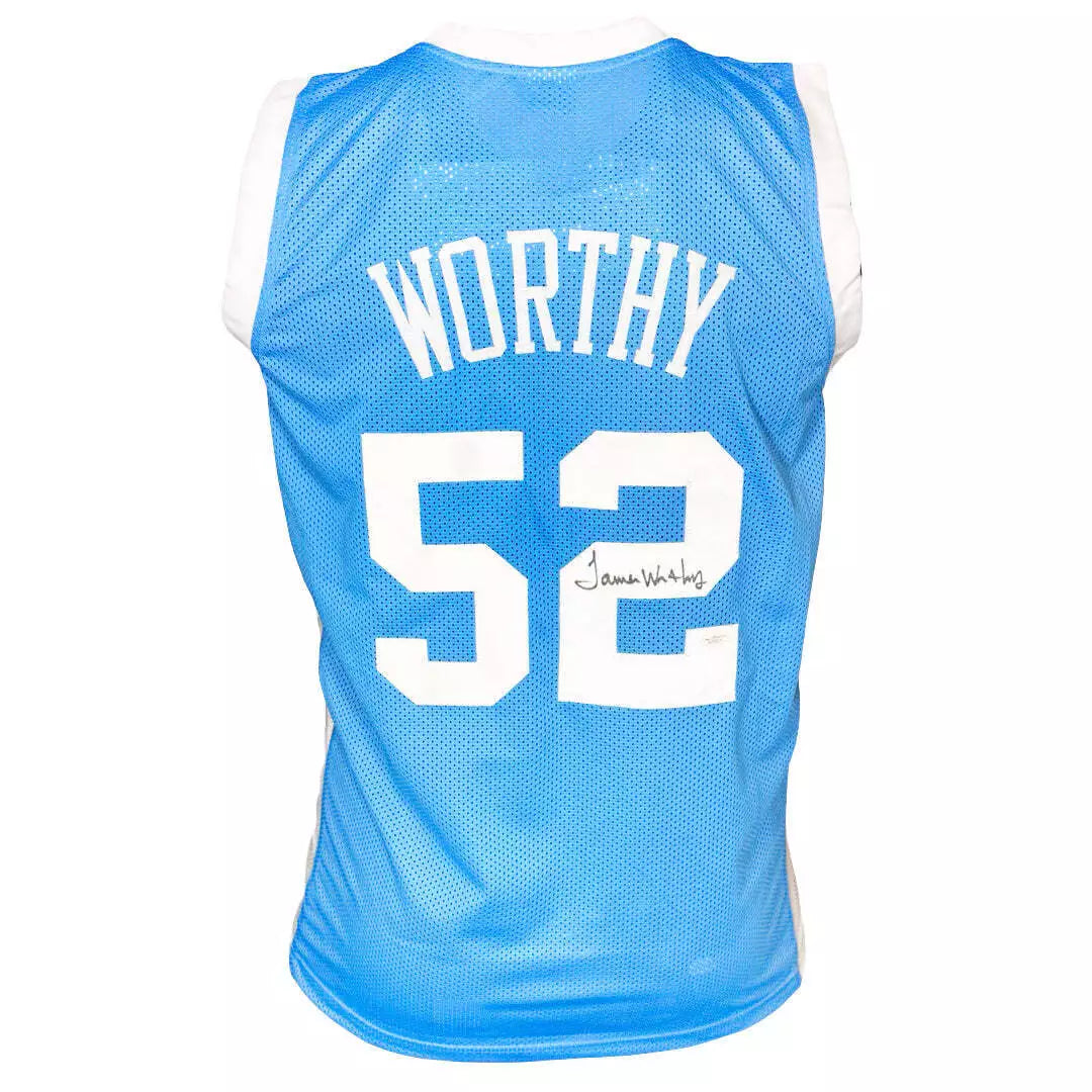 James Worthy Signed North Carolina College Blue Basketball Jersey - Fivestar Certified