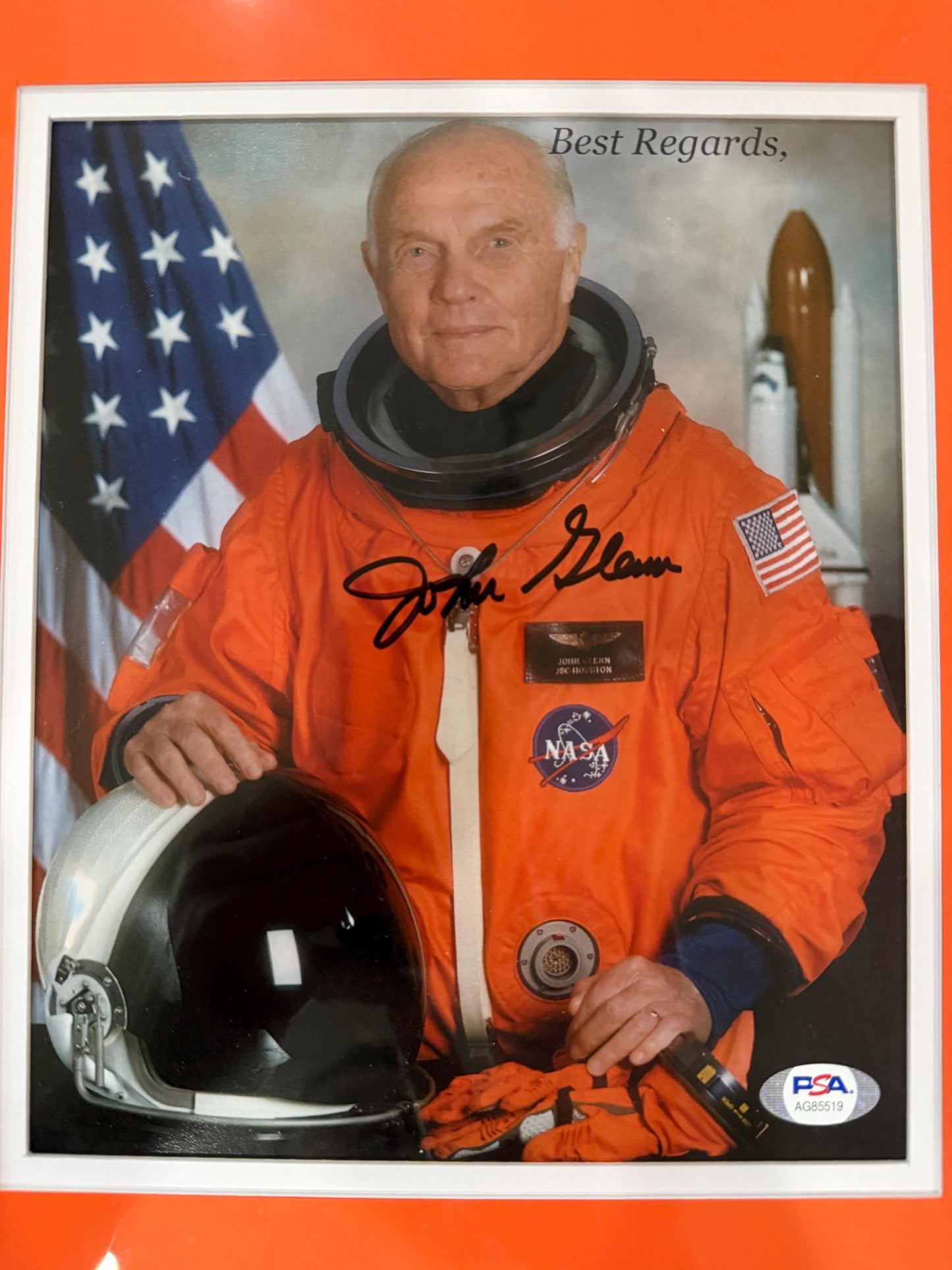 John Glenn Signed 8X10 Framed and Matted PSA COA