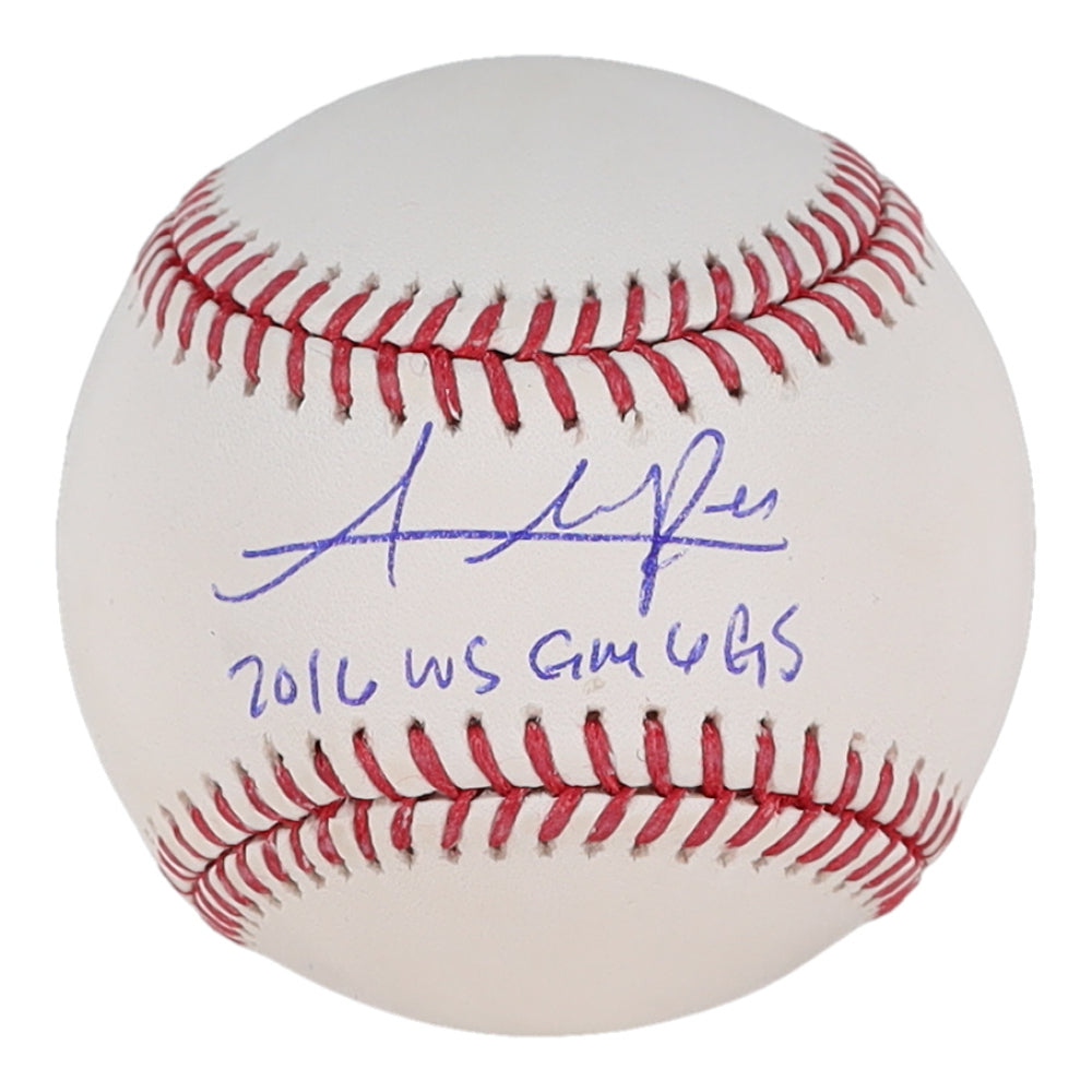 Addison Russell Signed OML Baseball Inscribed "2016 WS GM 6 GS" - Schwartz Certified