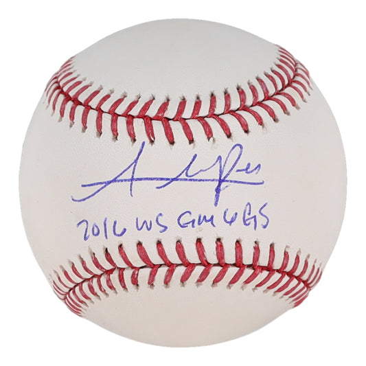 Addison Russell Signed OML Baseball Inscribed "2016 WS GM 6 GS" - Schwartz Certified