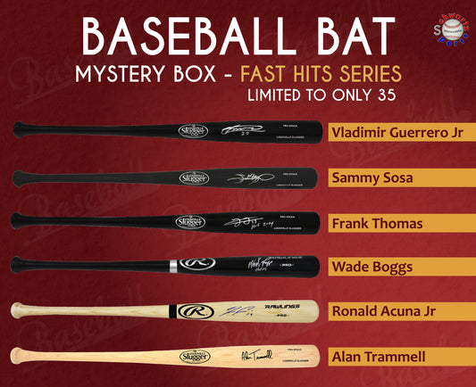 Baseball Bat Signed Mystery Box – FAST HITS Series 1 (Limited to 35) – Schwartz Certified