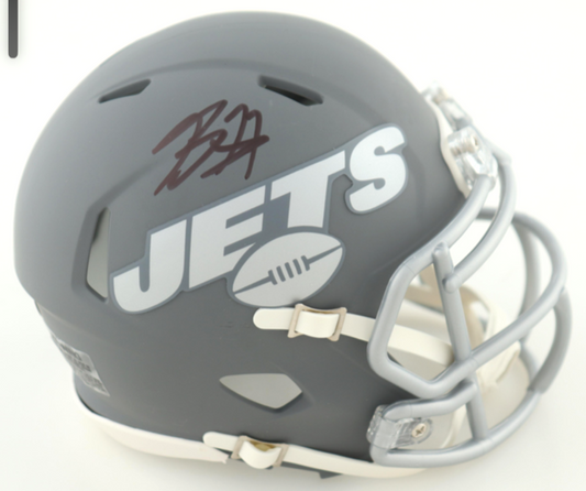 Breece Hall Signed NY Jets Slate Alternate Speed Mini Helmet - JSA Authenticated