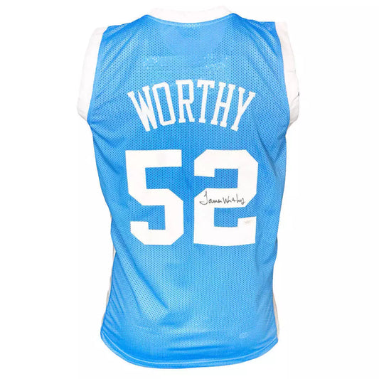 James Worthy Signed North Carolina College Blue Basketball Jersey - Fivestar Certified